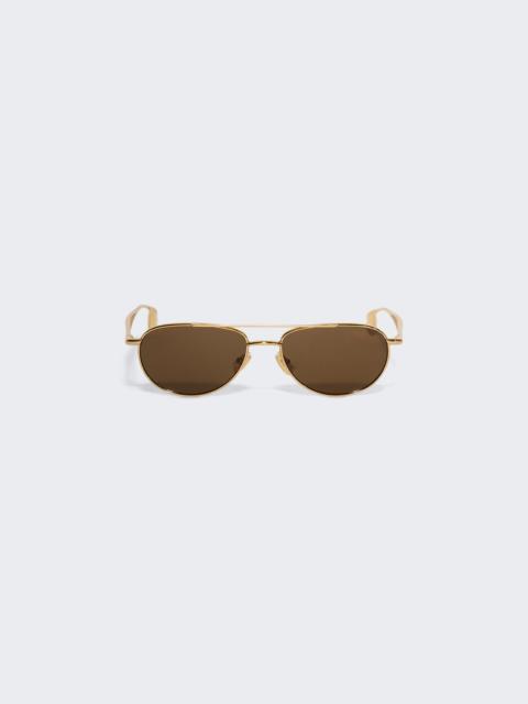 Bottega Veneta Fin Pilot Sunglasses Gold