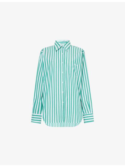Hunza G Striped Oversized Cotton-Poplin Shirt