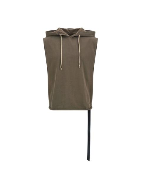 Rick Owens RICK OWENS DRKSHDW Sleeveless Brown Hooded Cotton Tunic Top