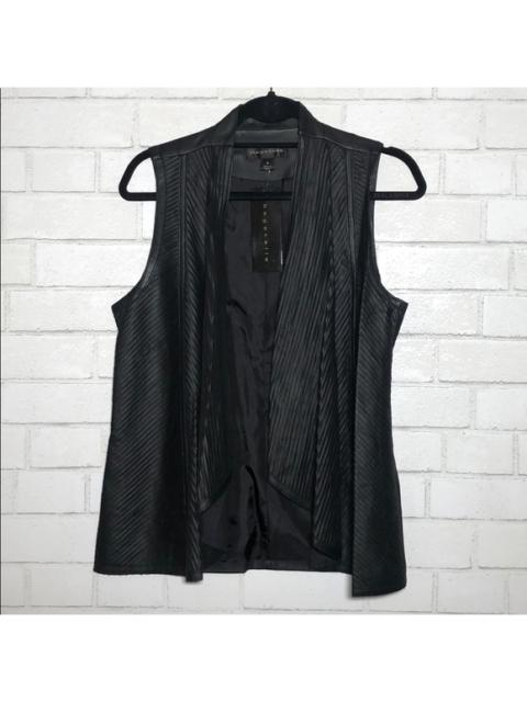 Other Designers Bagatelle Textured Black Faux Leather Drape Vest