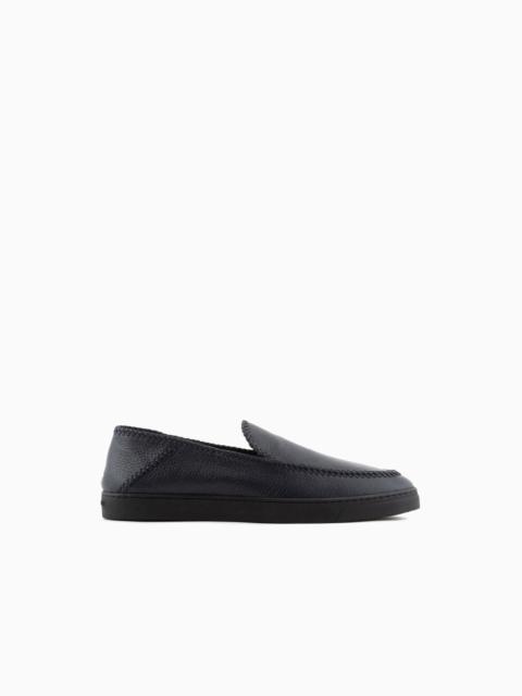 GIORGIO ARMANI Galleria 3 deerskin slip-ons with threading