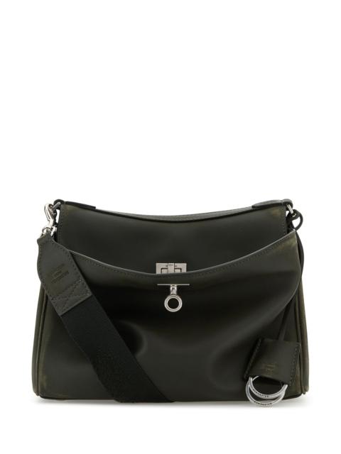 BALENCIAGA Dark green leather small Rodeo Messenger crossbody bag