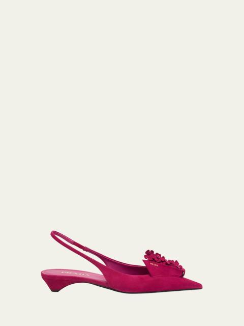 Prada Suede Flower Slingback Pumps