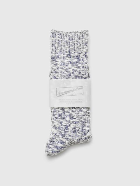 ANONYMOUSISM Light Slub Crew Sock in Blue