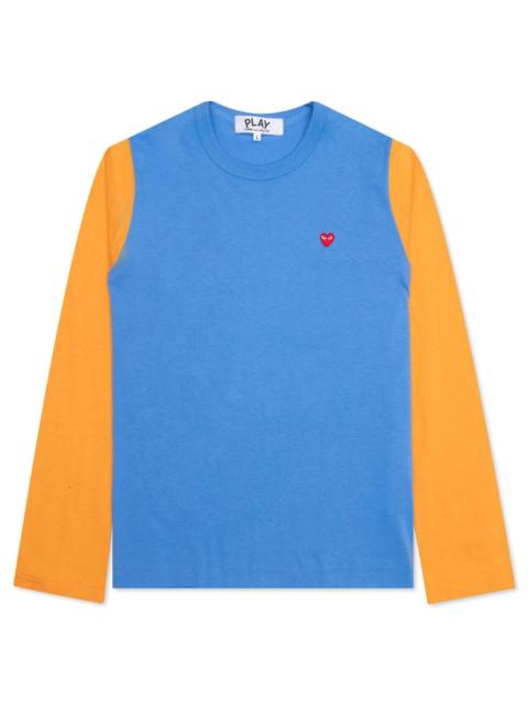 Comme des Garçons PLAY WOMEN'S BI-COLOR T-SHIRT - BLUE/YELLOW
