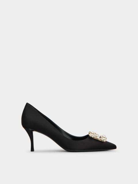 Roger Vivier Flower Strass Buckle Pumps in Satin