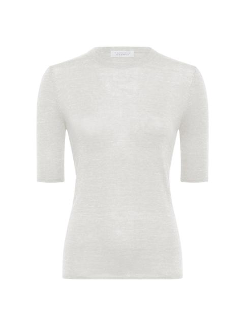 Chryse Knit T-Shirt in Ivory Cashmere Silk with Hemp