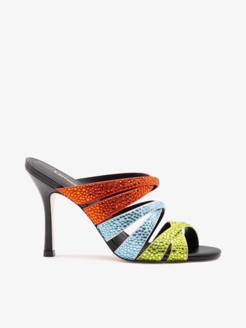 Larroudé Sophia Crystal Mule Multicolor Satin