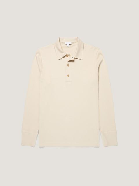 Sunspel Long Sleeve Cellulock Polo Shirt