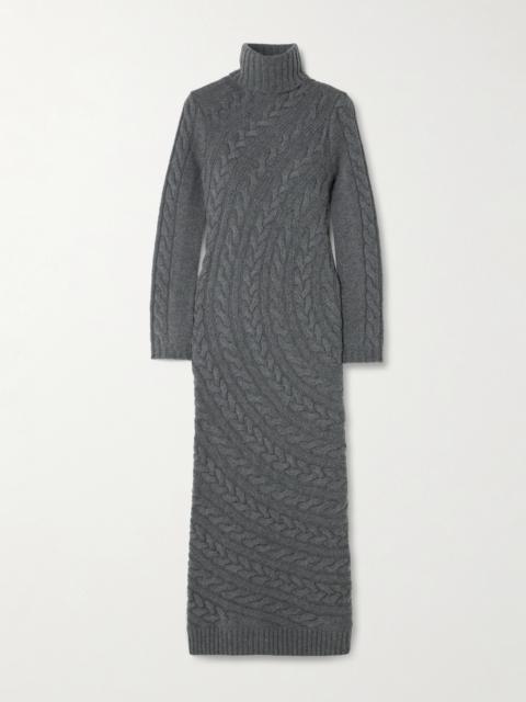 Max Mara Cable-knit Wool And Cashmere-blend Turtleneck Maxi Dress