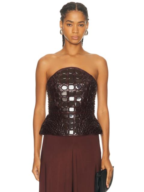 David Koma Croc Enamel Embroidered Top