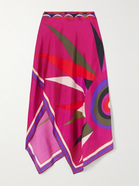 PUCCI Asymmetric Printed Silk-twill Maxi Skirt