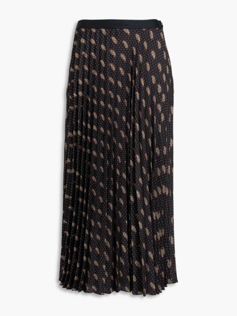 Sandro Pleated paisley-print satin-twill midi skirt