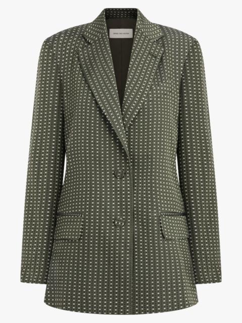 Dries Van Noten BIRDYS SQUARE PRINT SINGLE BREAST JACKET | KHAKI