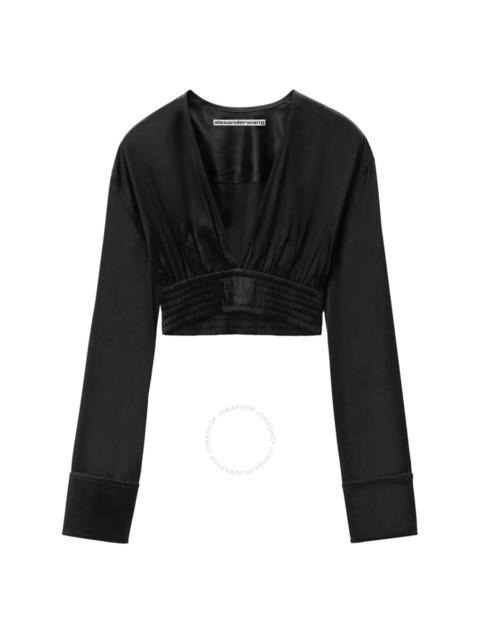 T by Alexander Wang Long-Sleeve Cropped Blouse