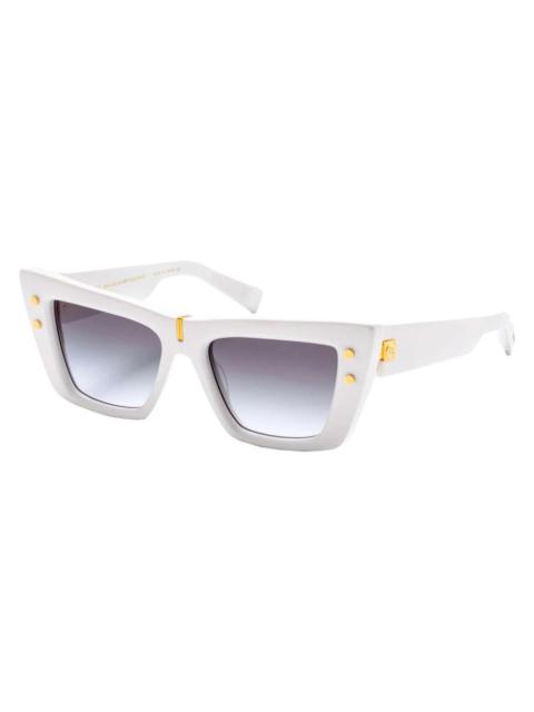 Balmain Balmain B - EYE Grey Gradient Cat Eye Ladies Sunglasses BPS-156C WHT-GLD 54