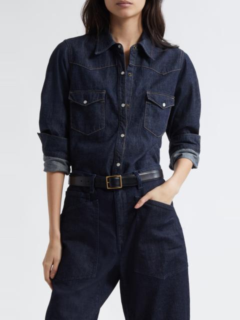 NILI LOTAN Nili Lotan Travis Long Sleeve Chambray Shirt in Indigo Rinse at Nordstrom