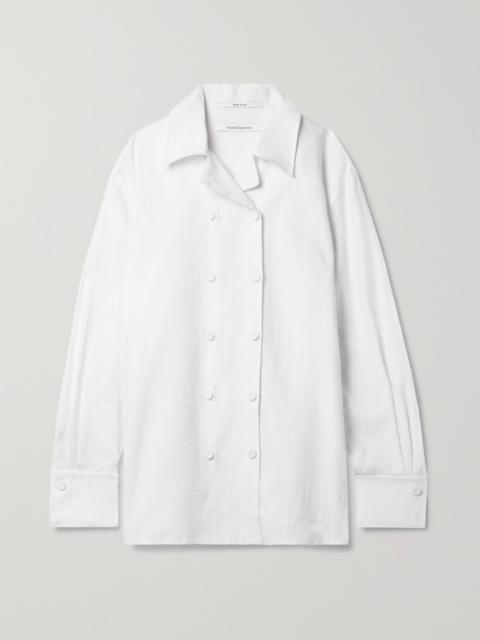 Another Tomorrow + Net Sustain Double-breasted Linen Shirt