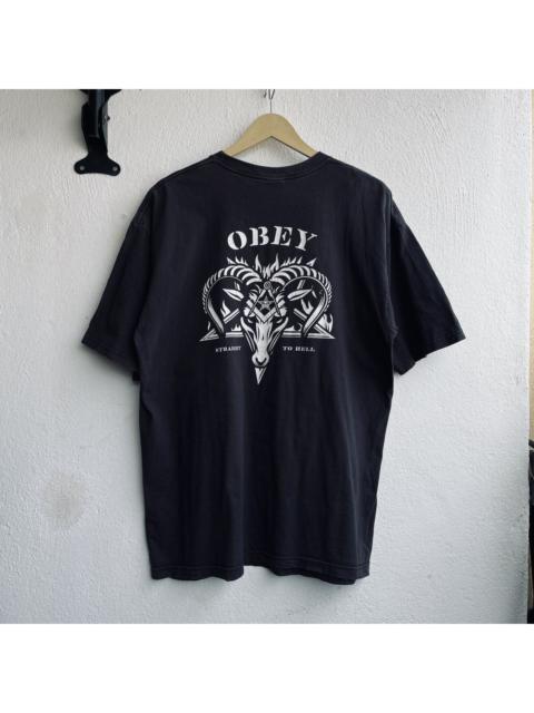 Faded Vintage Y2K Obey Goat Head Straight To Hell TShirt