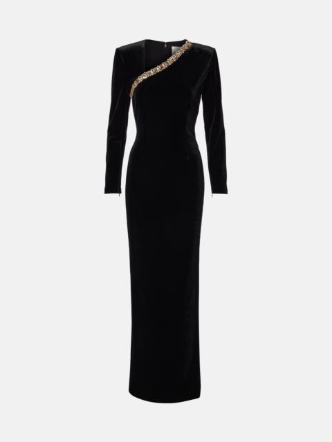 ROLAND MOURET Velvet maxi dress