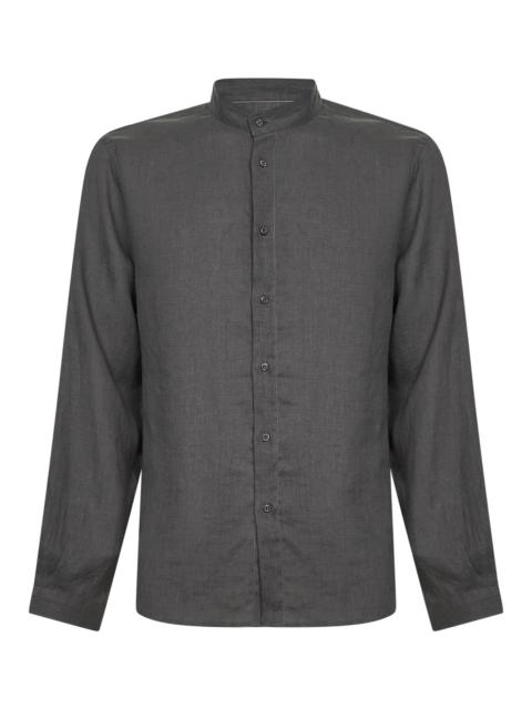 Brunello Cucinelli Anthracite linen easy fit shirt