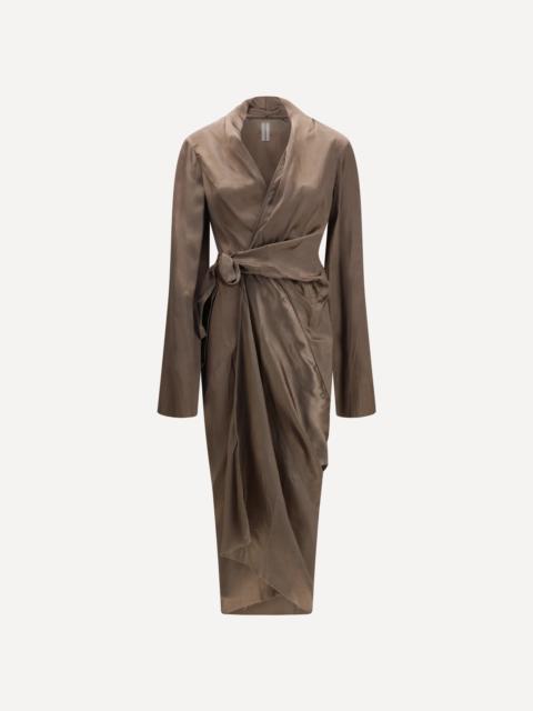 Rick Owens Asymmetric Wrap Dress with knot fastening