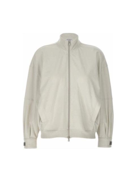Brunello Cucinelli Brunello Cucinelli Wooff White Zip Sweater