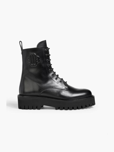 maje Embossed leather combat boots