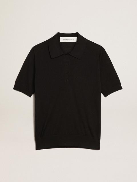 Golden Goose Women’s polo shirt in black merino wool
