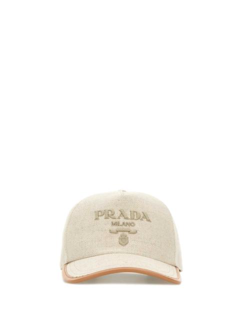 Prada Prada Men Melange Sand Cotton Blend Baseball Cap
