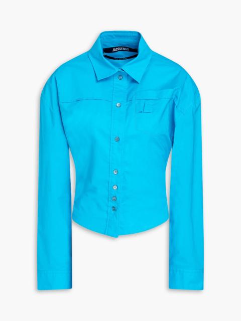 JACQUEMUS Aqua cutout cotton-poplin shirt