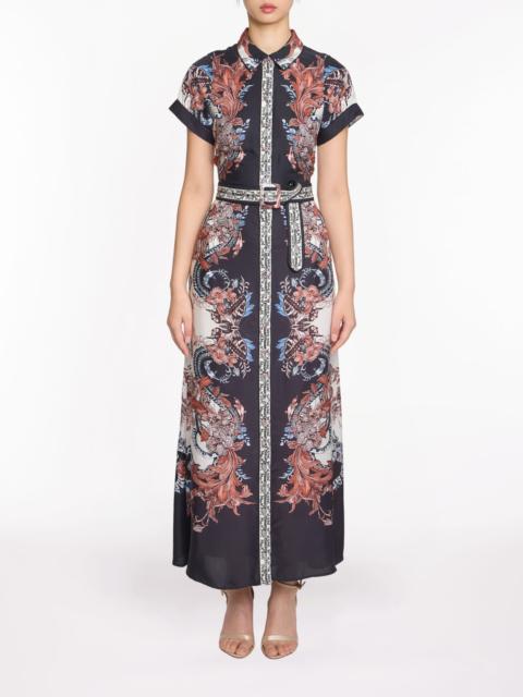Marchesa BELTED TWILL SHIRT MAXI DRESS