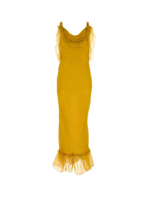 Saint Laurent Women Mustard Crepe Dress