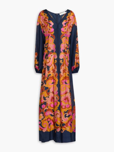 Zimmermann Printed silk-habotai maxi dress
