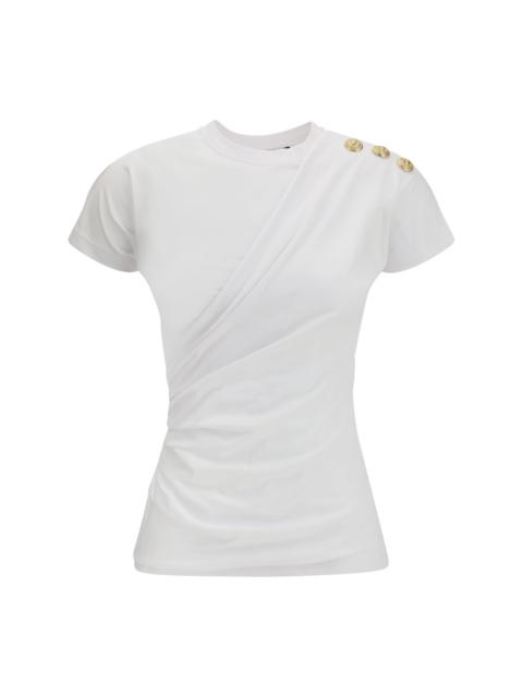 Balmain Balmain Women 3 Btns Draped T-Shirt