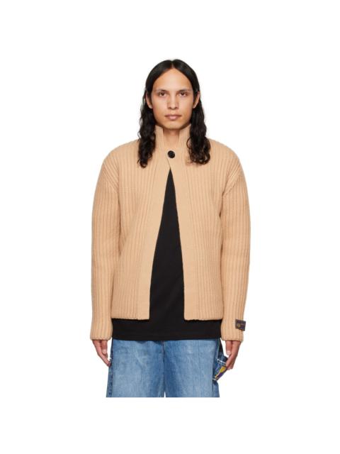 We11done Beige Stand Collar Cardigan