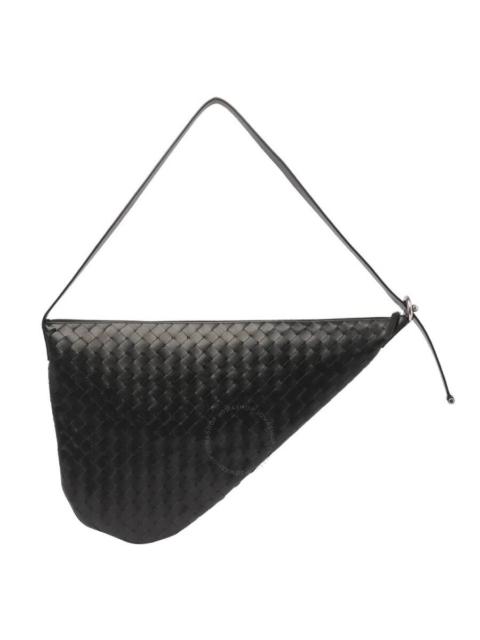 Bottega Veneta Black Intrecciato Leather Virgule Crossbody Bag