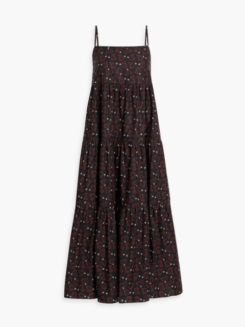 MATTEAU Tiered printed cotton-poplin maxi dress