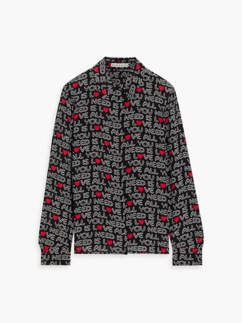 Alice + Olivia The Beatles Willa printed silk crepe de chine shirt