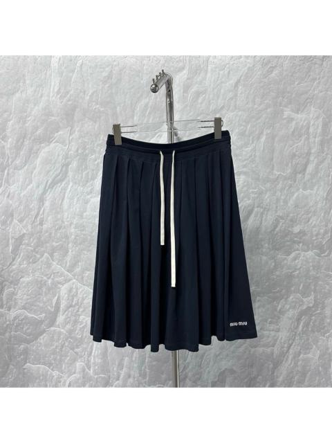 Miu Miu Miu Miu SS25 Logo Embroidered Pleated Dress