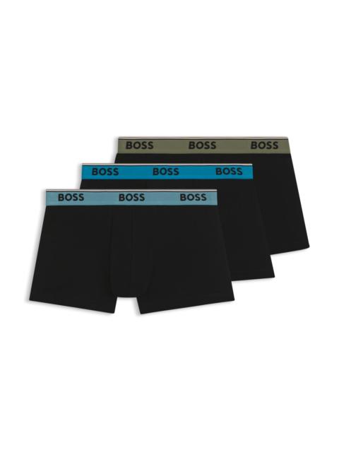 BOSS THREE-PACK OF STRETCH-COTTON TRUNKS WITH LOGO WAISTBANDS