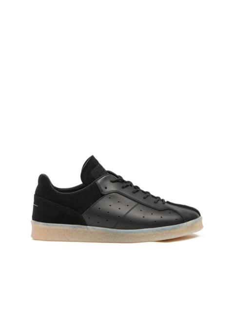 semi-sheer sole leather lace-up sneakers