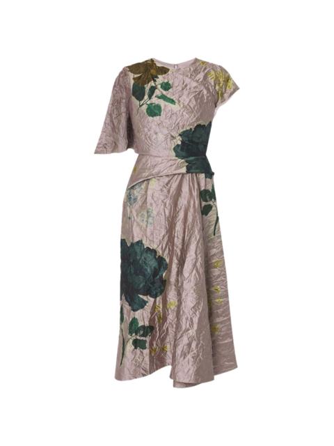 short-sleeve asymmetric midi dress