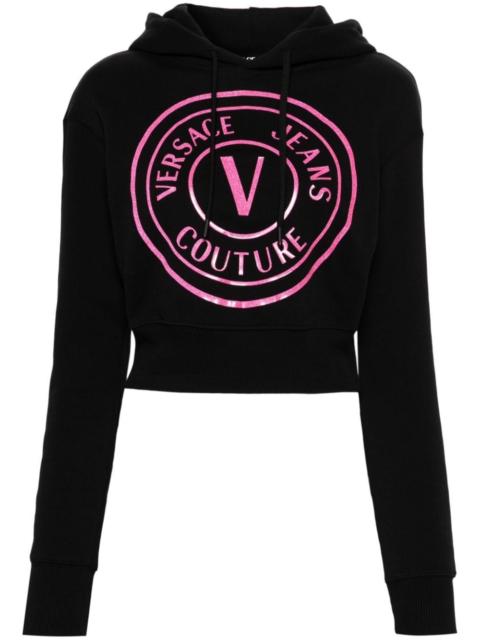 VERSACE JEANS COUTURE logo-print cropped hoodie