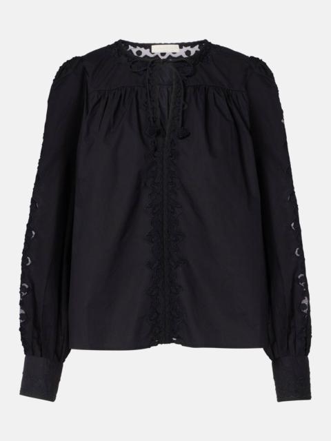 ULLA JOHNSON Kady lace-trimmed cotton blouse