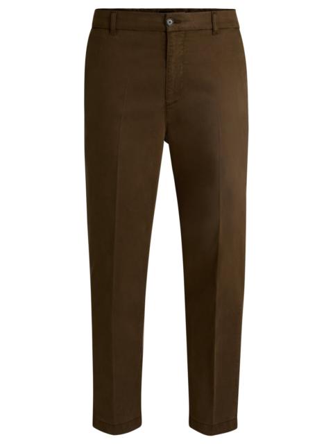 BOSS TAPERED-FIT REGULAR-RISE TROUSERS IN STRETCH TWILL