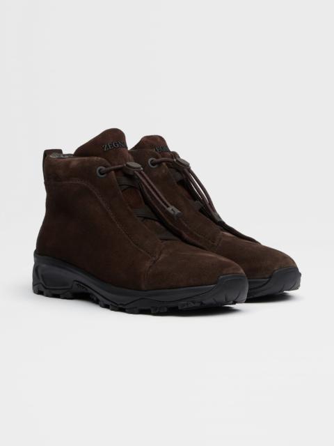 ZEGNA DARK BROWN SUEDE TRIPLE STITCH™ VETTA SNEAKERS