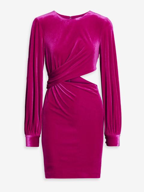 Other Designers Cutout draped velvet mini dress