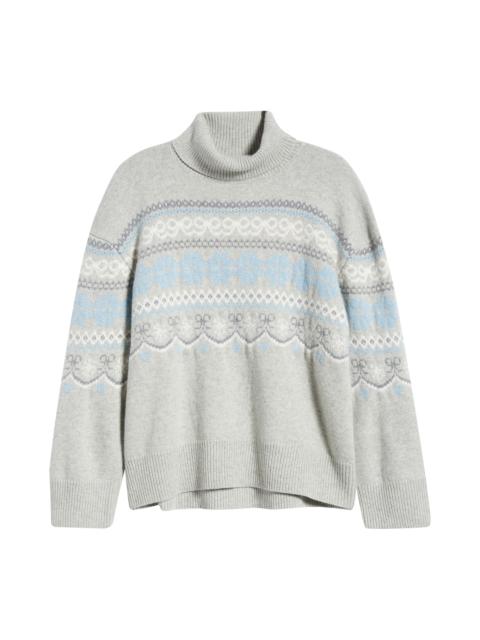 LoveShackFancy LoveShackFancy Mirin Wool Fair Isle Turtleneck Sweater in Earl Gray at Nordstrom