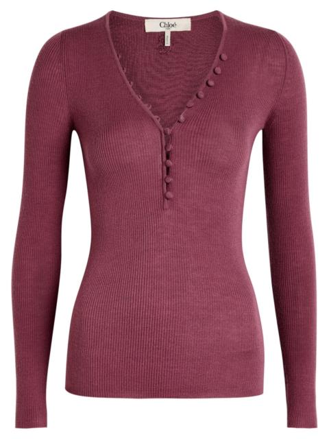 Chloé Chloe Ribbed-knit Wool top